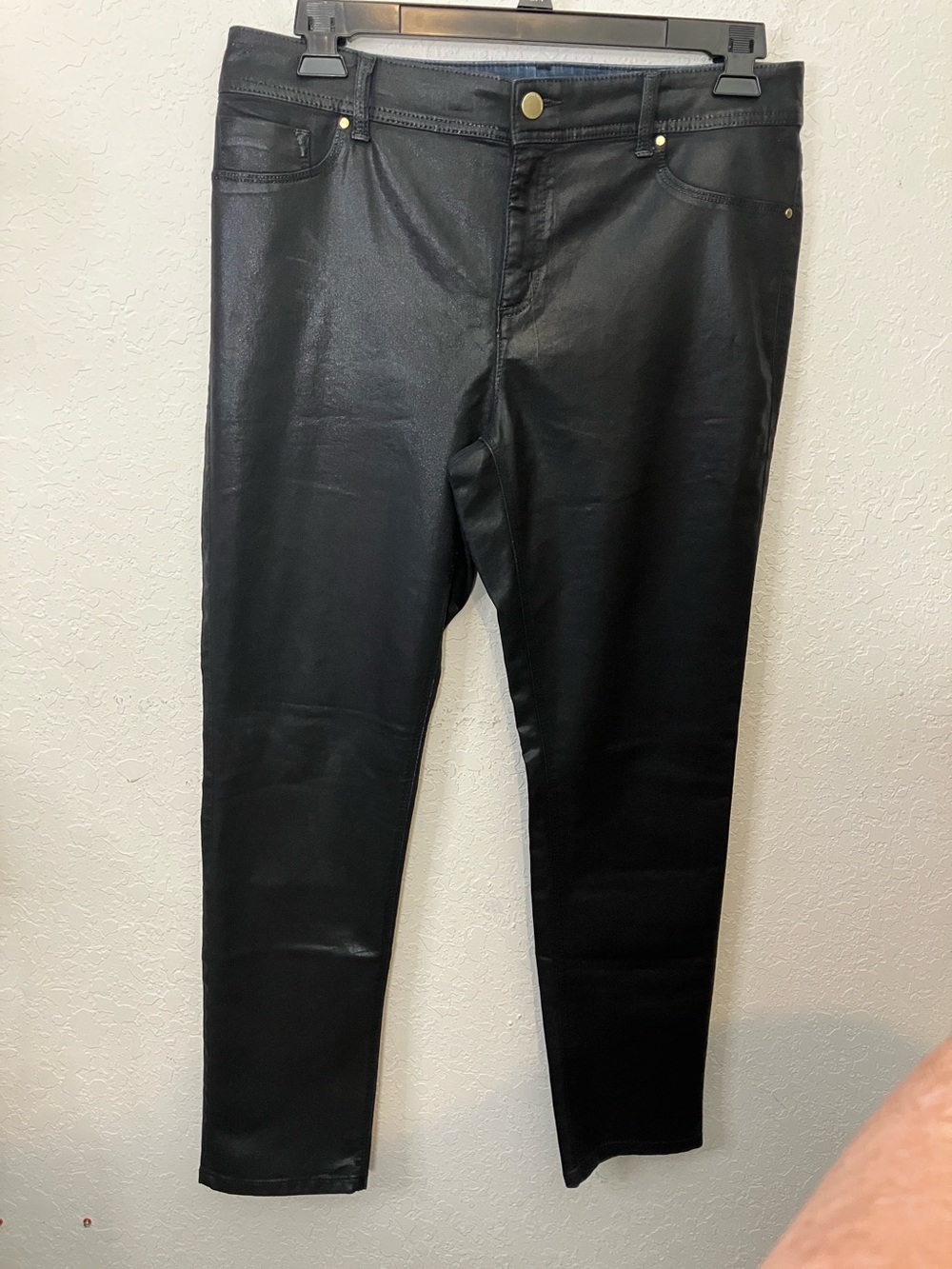 Chico’s Black Faux leather Coated Skinny Pants